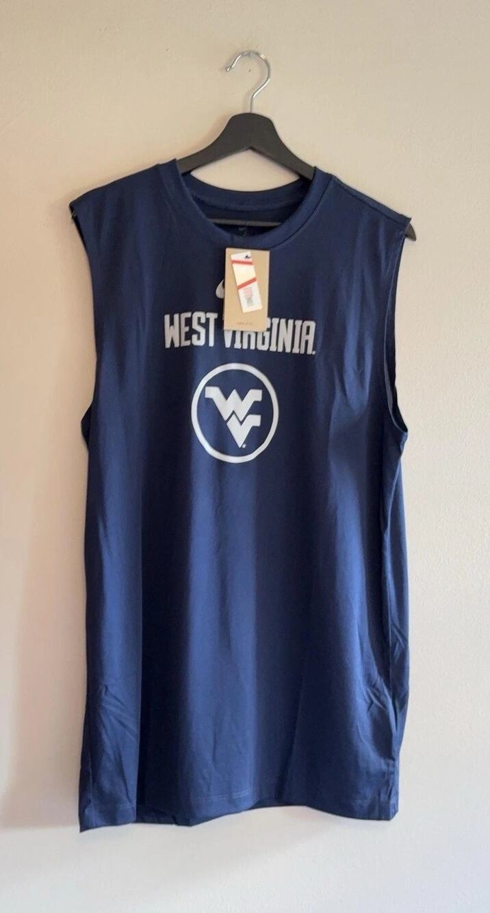 West Virginia Mountaineers WVU Shirt Mens Medium Tall Blue Nike Dri-FIT NWT